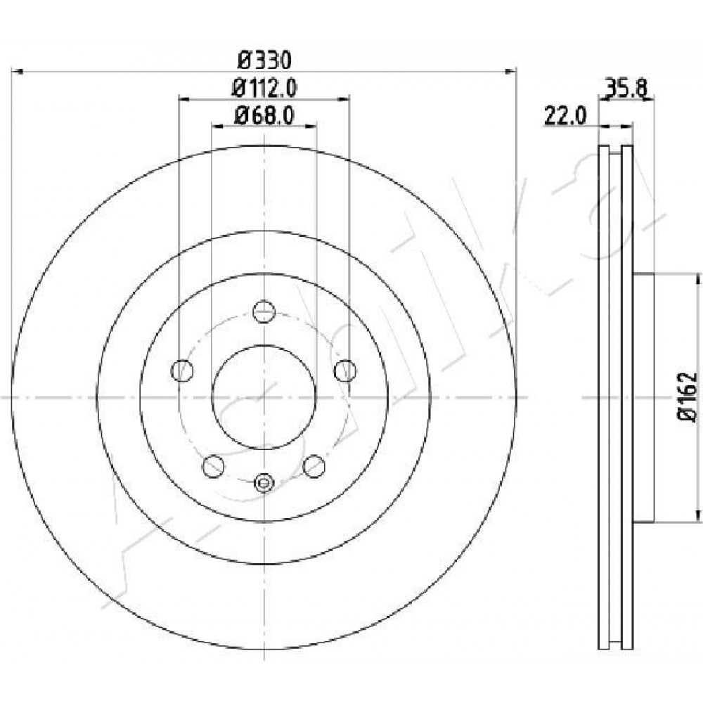 ΔΙΣΚ. AUDI A4 1.8 TFSI <16 (330*22) ASHIKA ΔΙΣΚ. AUDI A4 1.8 TFSI <16 (330*22) ASHIKA