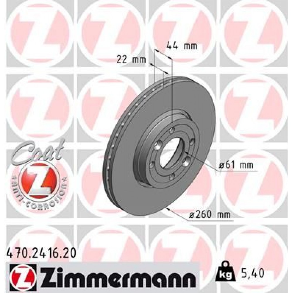 ZIMMERMANN (6683.10/24165) ΔΙΣΚ/ΚΕΣ RENAULT COAT Z