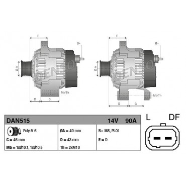ΔΥΝΑΜΟ CITROEN C2,C3-PEUGEOT 1007,301,307 1.4 05>  DENSO