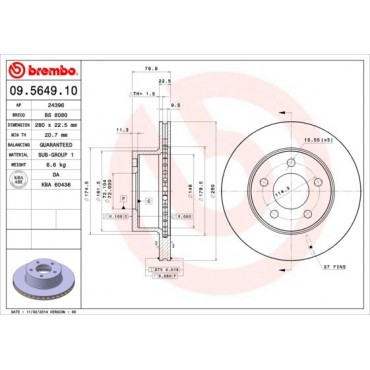 ΔΙΣΚ. JEEP CHEROKEE 2.4,2.5 <07 (279.5*22.4) BREMBO