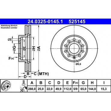 525145 ΔΙΣΚ.ΕΜΠΡ.ΧΑΡ.(POWER DISC) A3/GOLF/OCTAVIA (288ΜΜ)