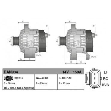 ΔΥΝΑΜΟ FORD FOCUS II 2.0-VOLVO S40,V50 1.6,1.8  DENSO