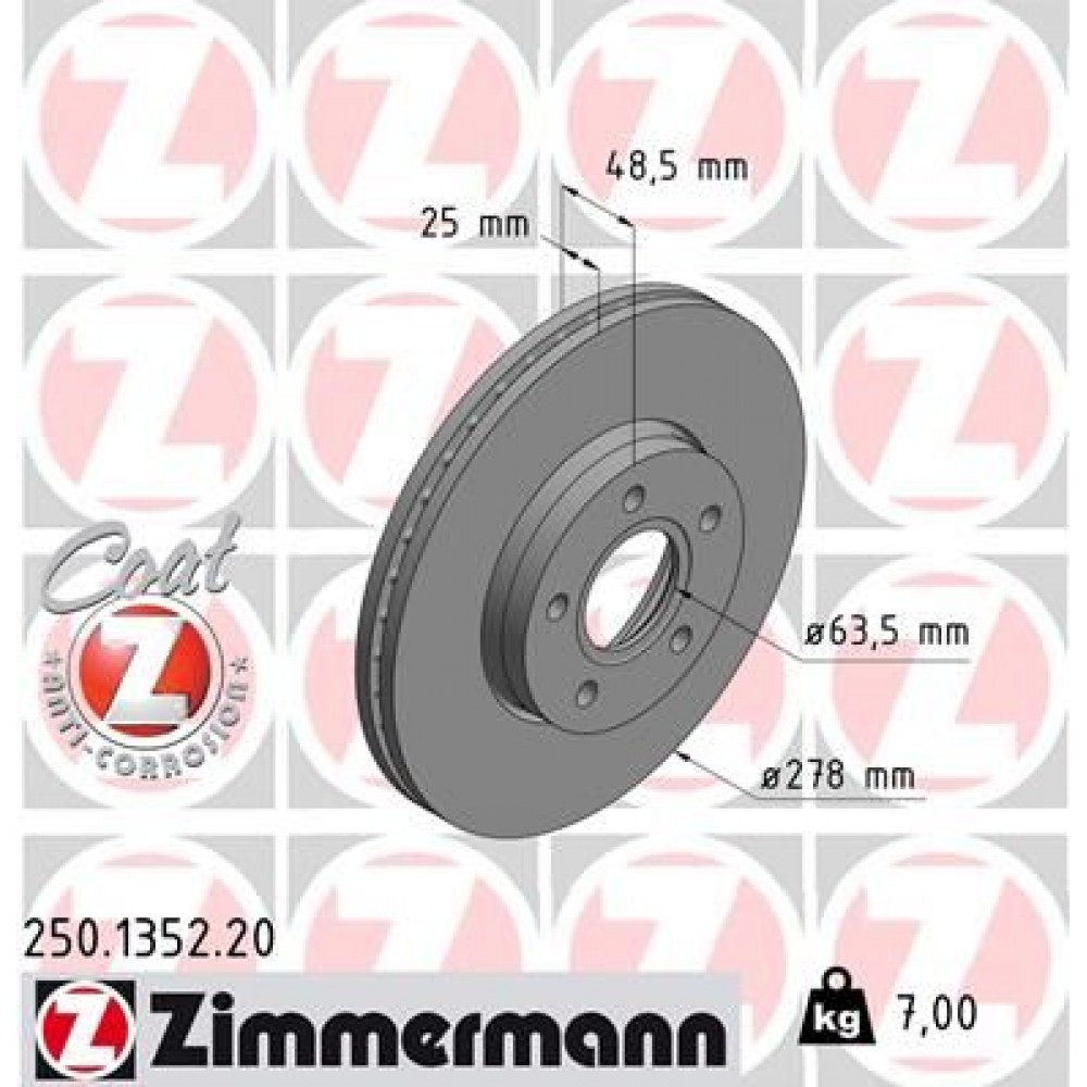 ZIMMERMANN (6710.10/24565) ΔΙΣΚ/ΚΕΣ FORD/VOLVO COAT Z