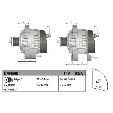 ΔΥΝΑΜΟ FIAT 500,BRAVO II,DOBLO,PUNTO 1.2,1.4  DENSO
