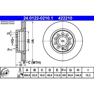 422210 - ΔΙΣΚΟΠΛΑΚΑ VW GOLF V/VI,OCTAVIA ,LEON(1P1),AUDI A3