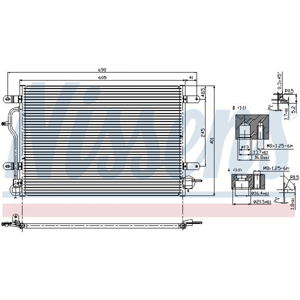 ΨΥΓΕΙΟ A/C AUDI A4 1.6,1.8T <04 605X401X16 NISSENS ΨΥΓΕΙΟ A/C AUDI A4 1.6,1.8T <04 605X401X16 NISSENS