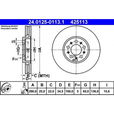 425113 - ΔΙΣΚΟΠΛΑΚΑ VW POLO(6R_)FABIA,IBIZA IV,LEON,AUDI A3 1.8 T